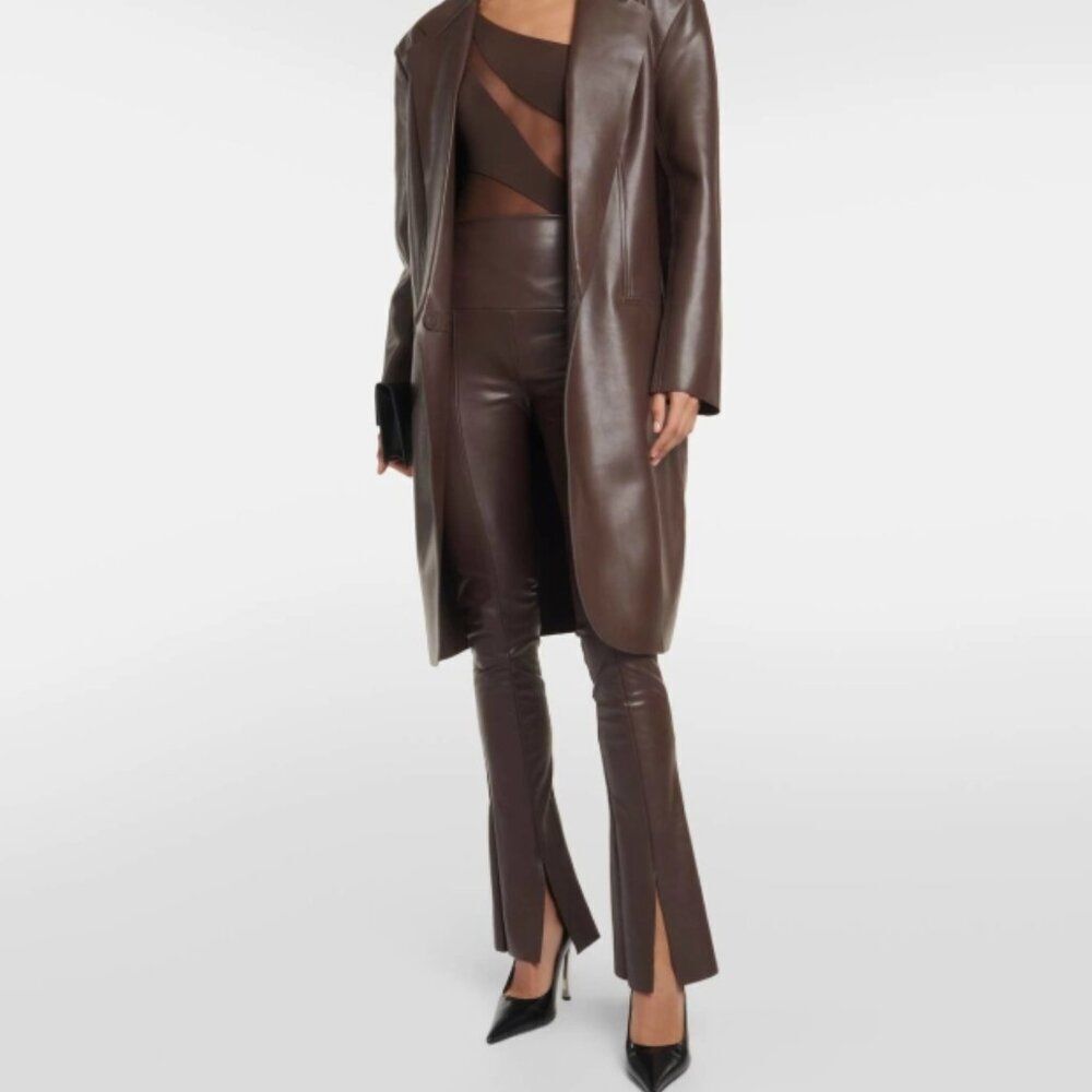 NWOT Norma Kamali The Spat Legging in Vegan Leather in Chocolate Size XS/29